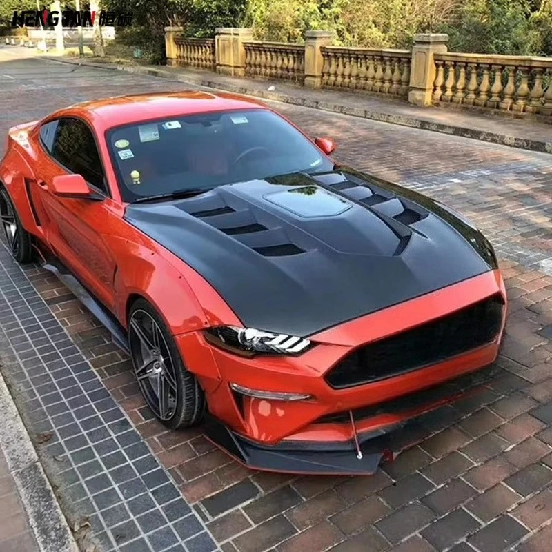 

2015-2019 High Performance Real carbon fiber transparent hood car cover engine hood suitable for Mustang