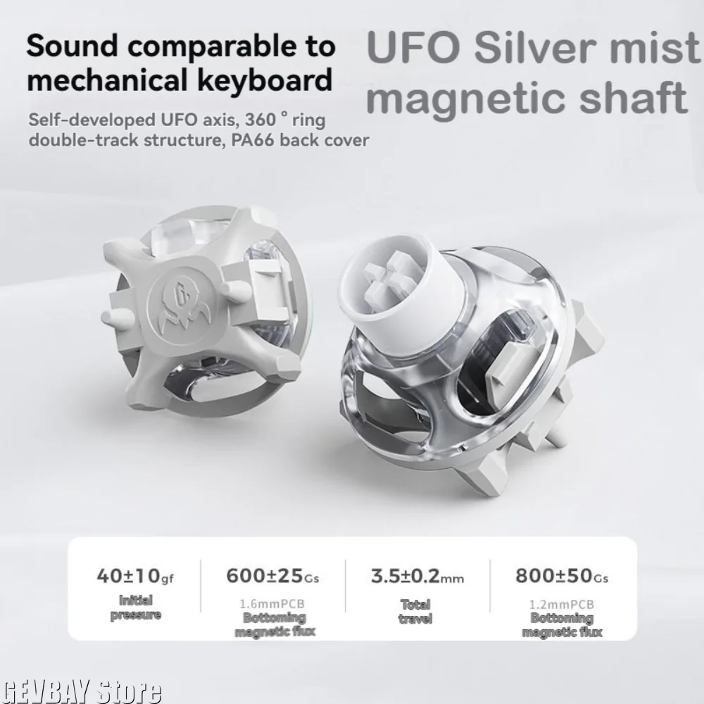 UFO Silver Mist Magnetic Switch Deep Clacky Sound Hot Swap 40gf Magnetic Linear Switches for Keyboard Hall Effect Keyboard RGB