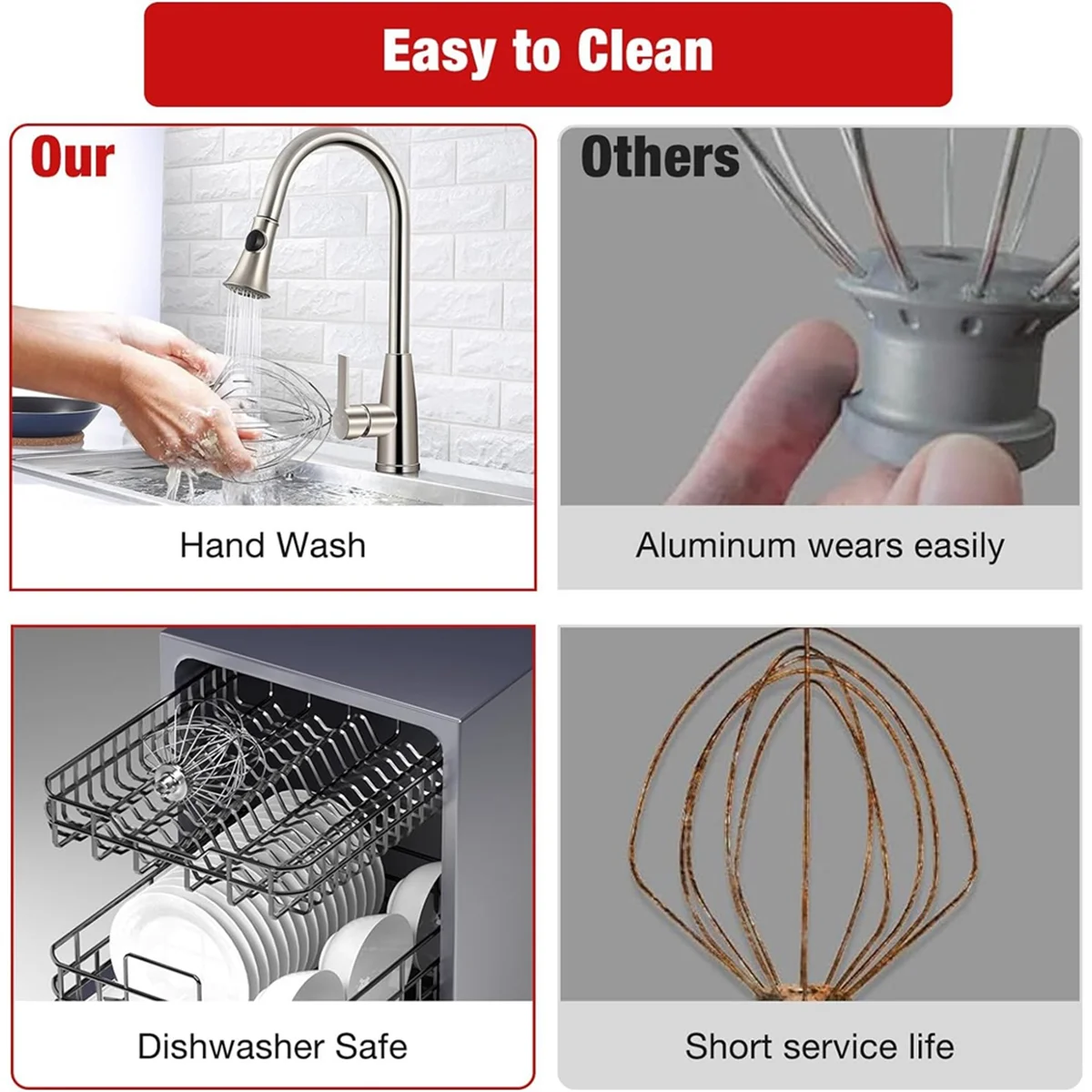 KN211WW Stainless Steel 11-Wire Whip Attachment for Kitchenaid Bowl Lift Mixer 7QT Bowl Replacement Egg Beater Whisk image 5