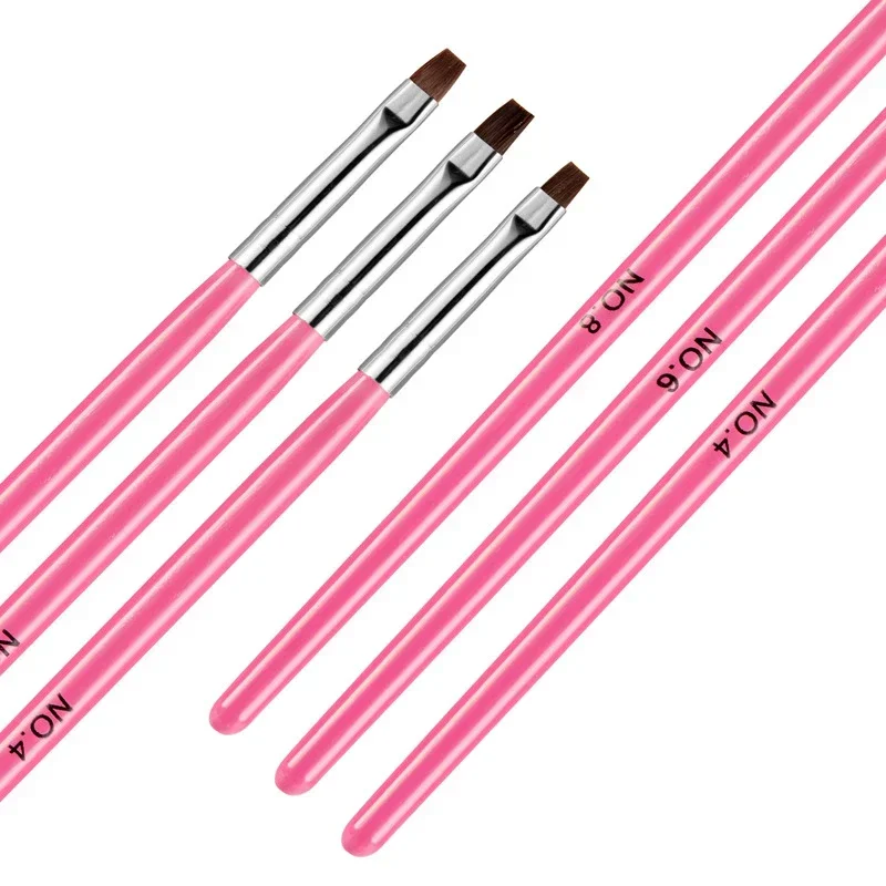 3Pcs DIY Nail Art Brush UV Gel Polish Acrylic Extension Design Nail Art Tip Eyebrow Inclined Flat Angled Brush Manicure Tool Set