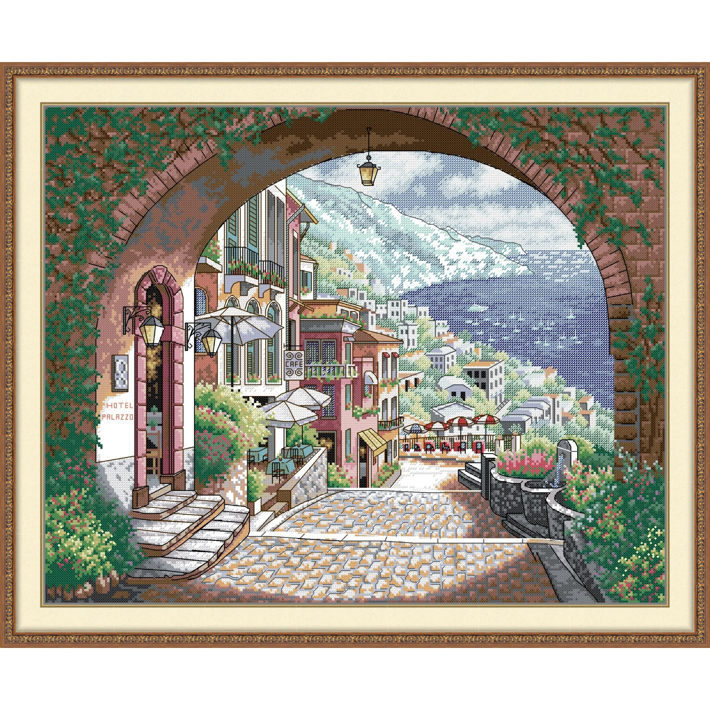 

Joy Sunday Pre-printed Cross Stitch Kit Easy Pattern Aida Stamped Fabric Embroidery Set-Seaside City 2