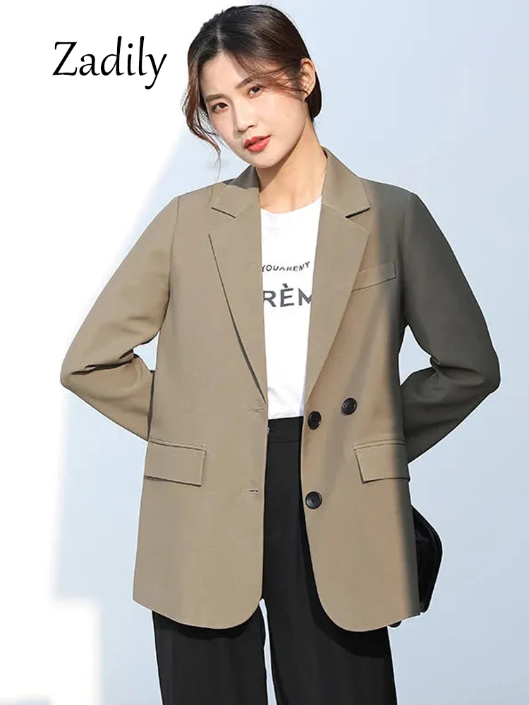 Zadily 2024 Spring Office Lady Long Sleeve Women Black Basic Blazer Korea Style Button Up Work Suit Winter Female Coat CLothing