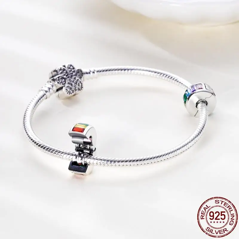 Fit 3mm Bracelet Securing Clip 925 Sterling Silver Dragonfly Rubber Stopper Safety Chain Charms DIY Jewelry For Women Gift