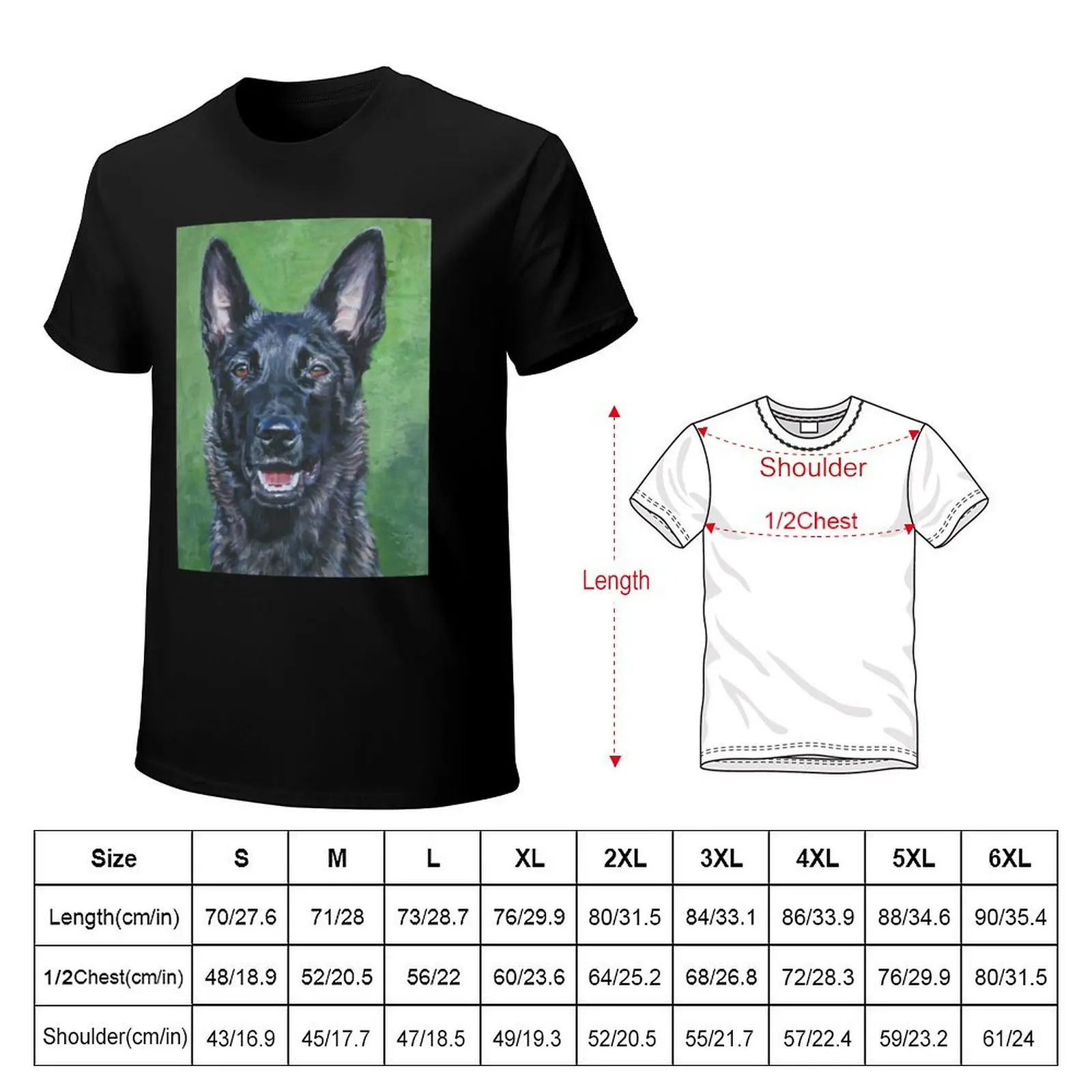 Dutch Shepherd Fine Art Painting T-Shirt Plus Size Outdoor Casual Top