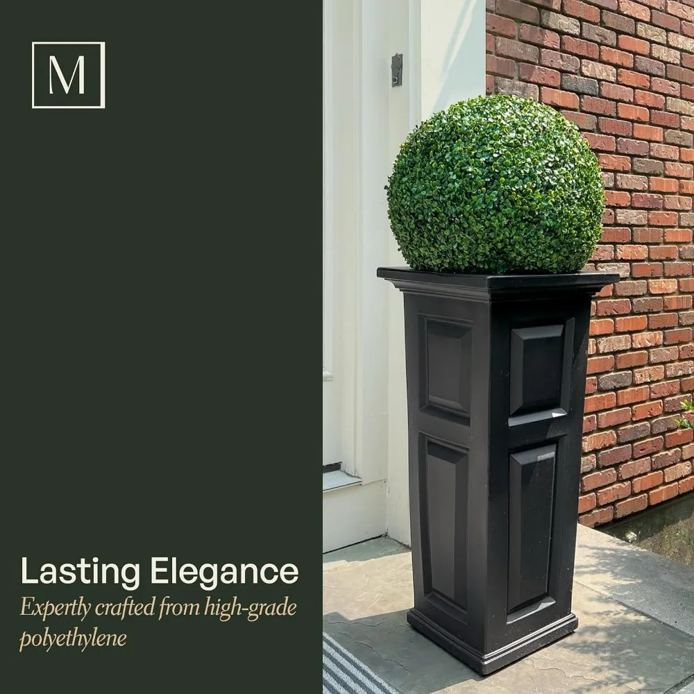 زارع ذاتي السقي مقاس 32 بوصة، مقاوم للطقس للزهور الخارجية على الفناء أو الشرفة #4