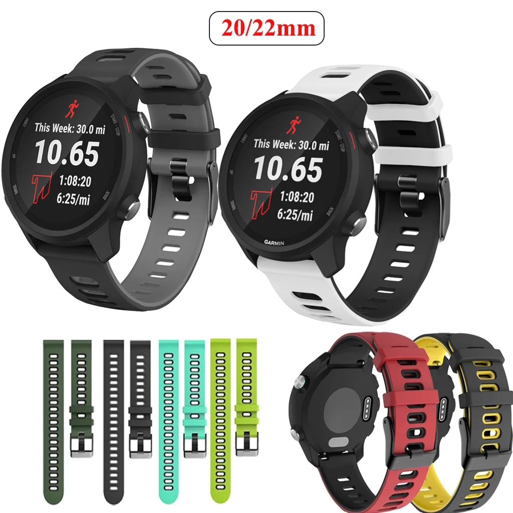 20mm22mm Strap For Garmin Forerunner 245 645 55 3 Venu Strap For Samsung Galaxy Watch 3/4 Quick Release Silicone Wristband