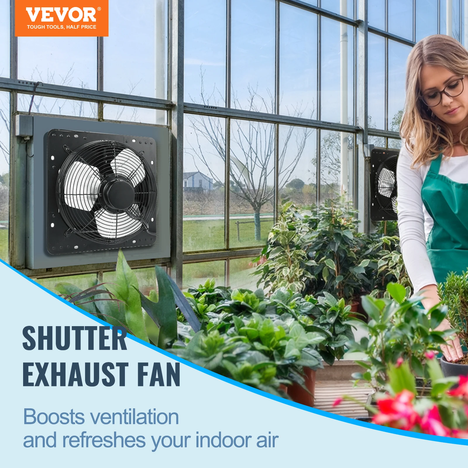 VEVOR-Ajustável Obturador Fan Exaustor, Temperatura Controlador de Umidade, Wall Mount Attic Fan, CE, AC-Motor, 940 CFM, 10-velocidade, 12 em