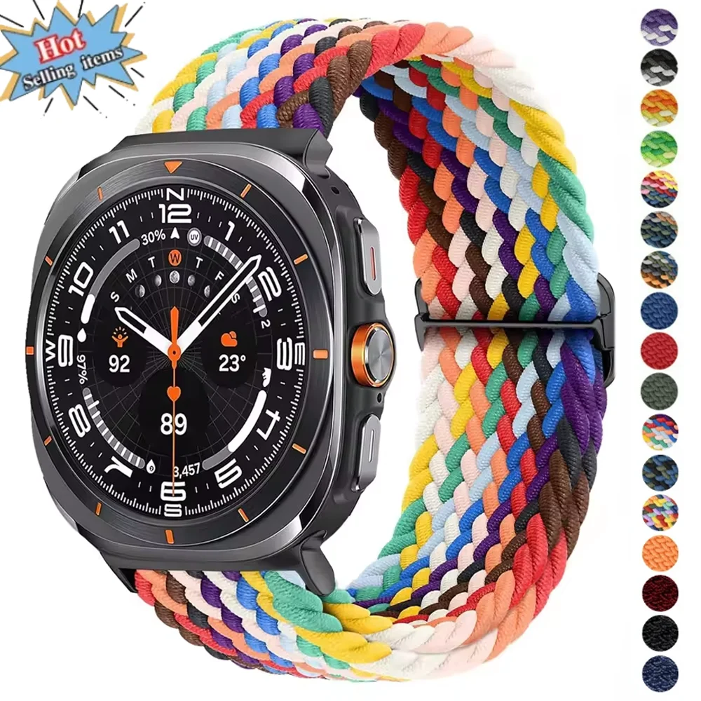 Geflochtenes Nylon-Schlaufenarmband für Samsung Galaxy Watch Ultra 2025, 47 mm, atmungsaktives Armband für Galaxy Watch 7 Ultra, Ersatzband