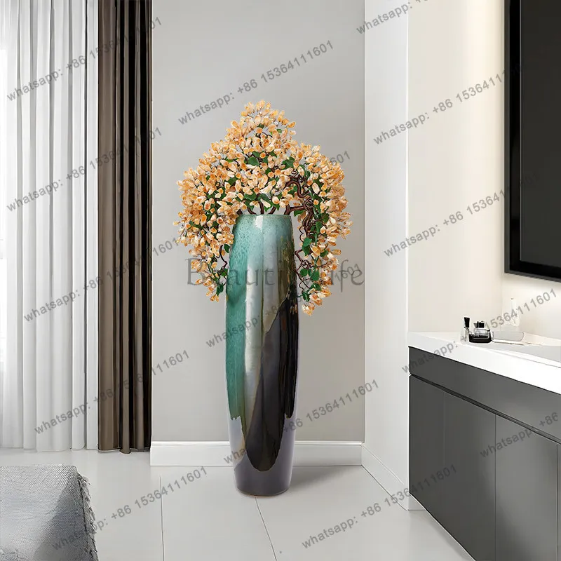 Large floor-to-ceiling citrine fortune tree lucky ornament light luxury decoration