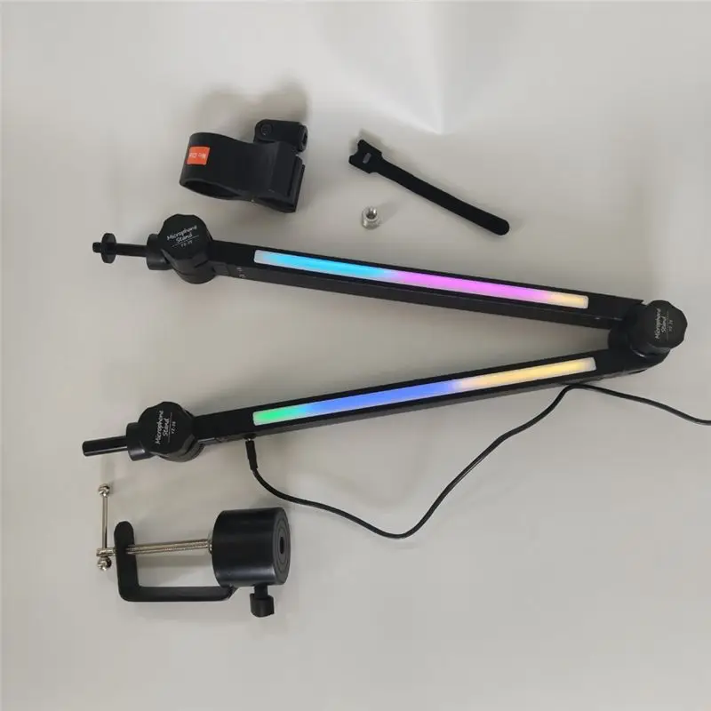 A23F-RGB Microphone Stand Mic Holder With RGB Light Rotatable Suspension Boom Scissor Stand For Gaming Streaming
