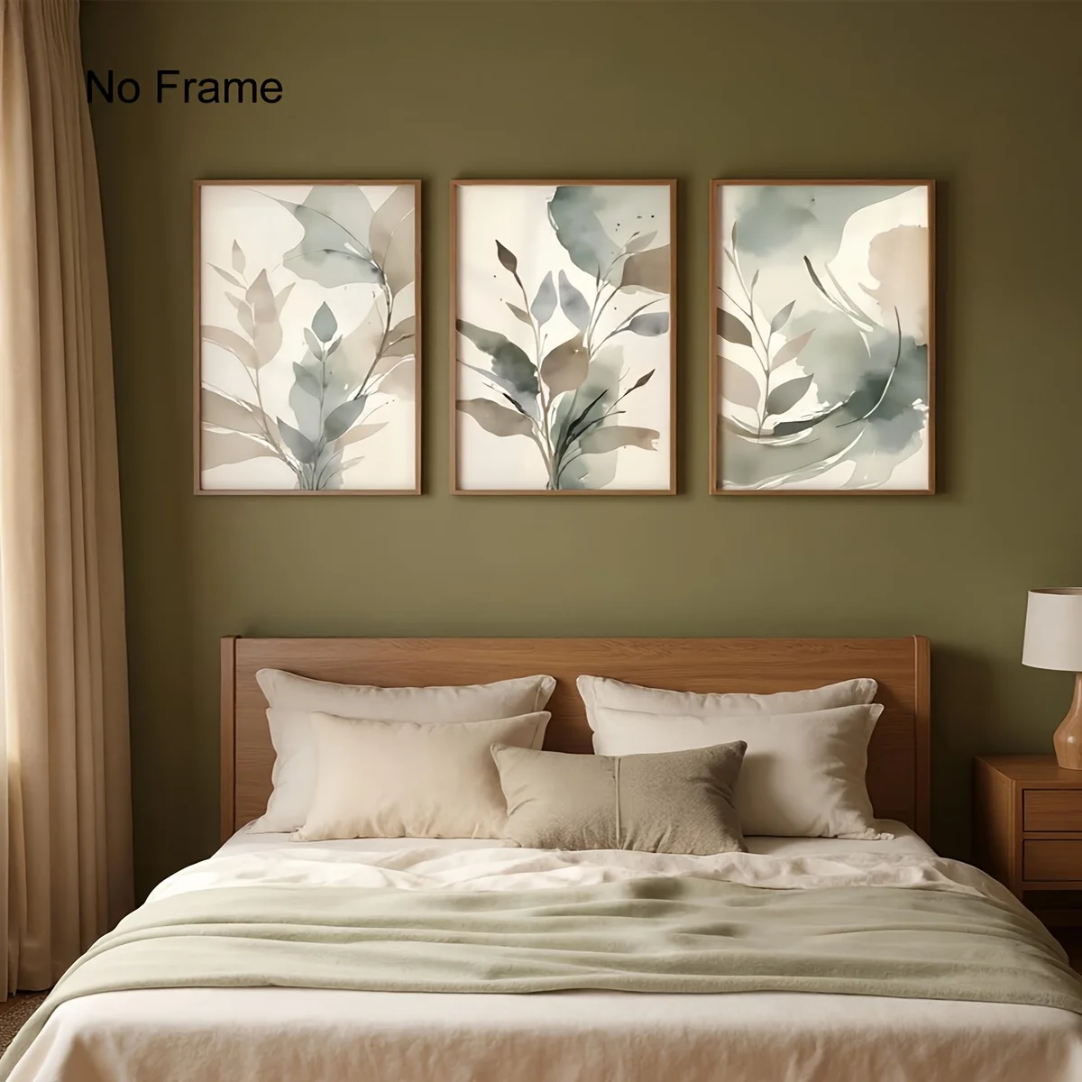 3pcs frameless Canvas Painting Abstract Wall Art 3PCS Neutral Sage Beige Botanical Abstract Art Home Decoration Japanese Zen Wal
