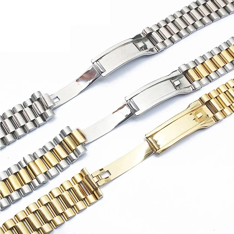 Solid steel strip three bead watchbands 20mm Bracelet for rolex oyster type constant motion weekly calendar metal watch chain