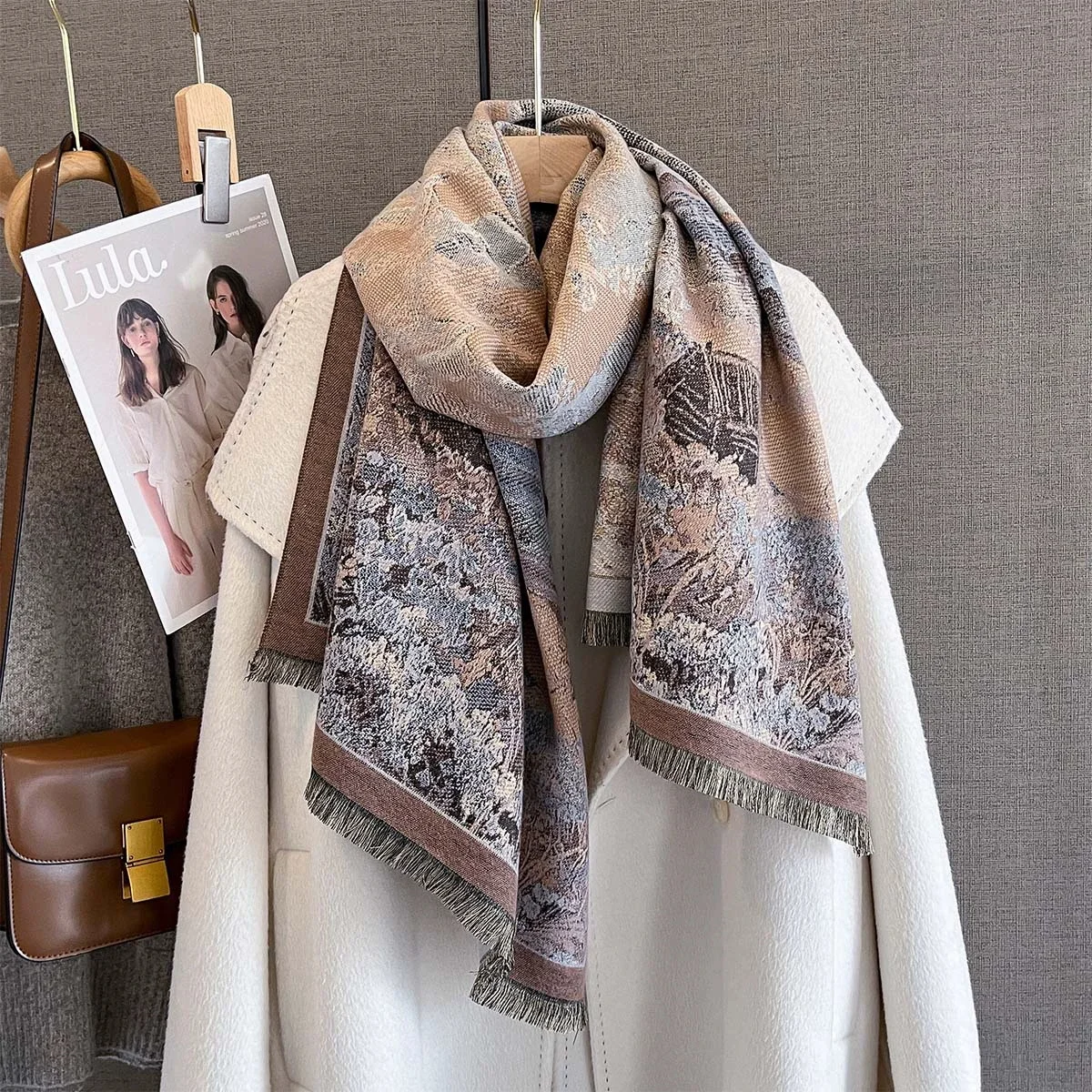 

Luxury Winter Imitation Cashmere Scarf Women 2025 Design Warm Pashmina Blanket Poncho Scarves Female Shawl Thick Foulard Bufanda