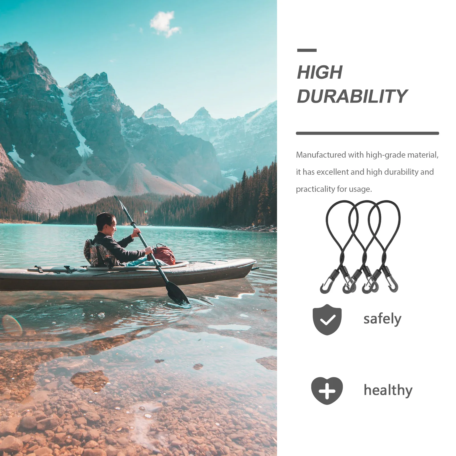 

Yacht Rope 3Pcs Set with Paddle Elastic Strap for Kayak Paddle Fixing and Mooring Watercraft