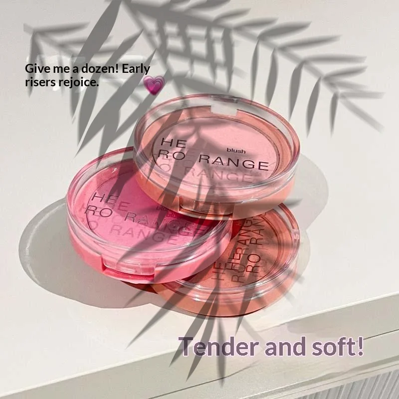 【HERORANGE】Paleta de blush facial de longa duração, à prova d'água, pó prensado, blush fosco para contorno das bochechas, cosméticos de viagem