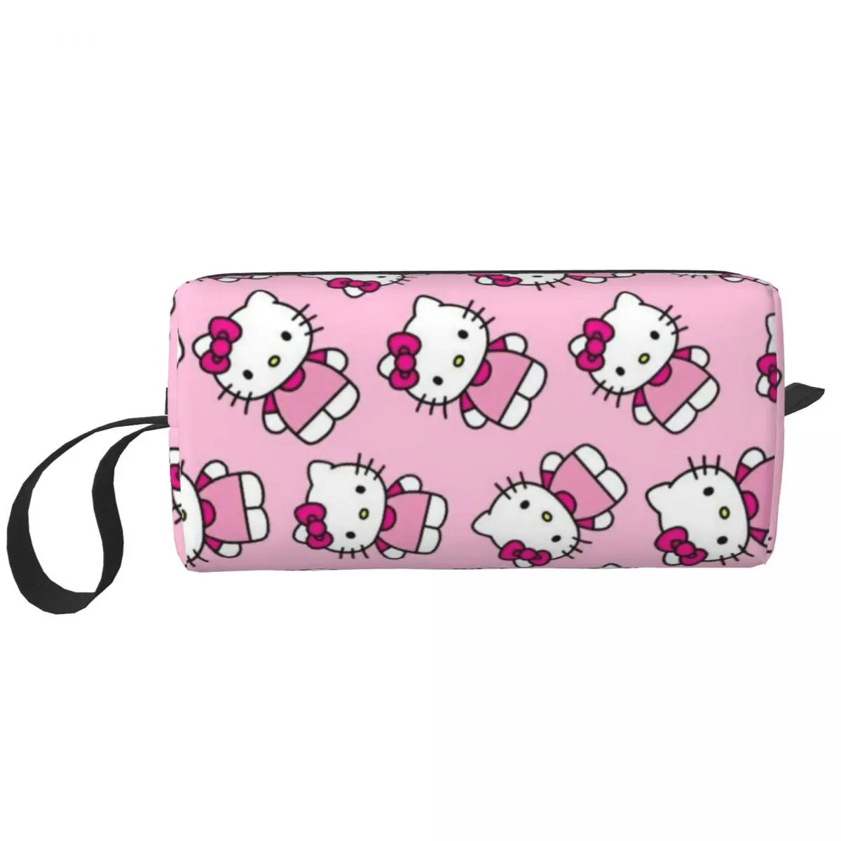 Custom Hello Kitty Makeup Bag Women Travel Cosmetic Organizer Kawaii Cartoon Storage Toiletry Bags