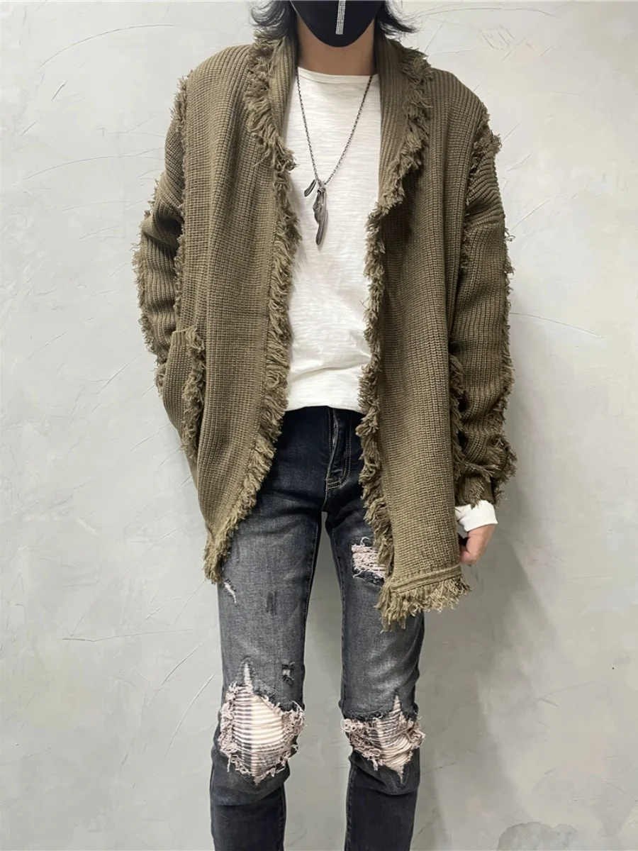 European and American Trendy Unique Patchwork Retro Loose Sweater Cardigan Fashion All-Match Couple Knitwear Coat Top