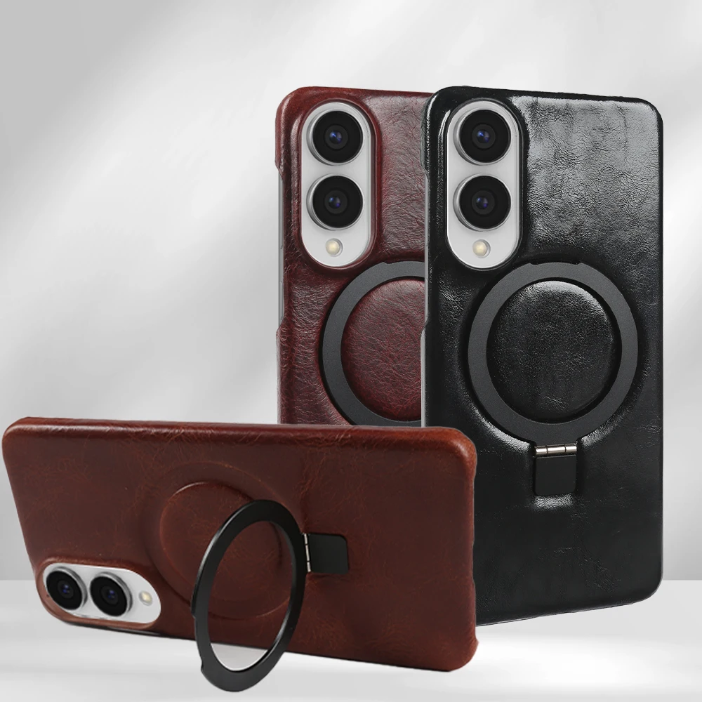 

Magnetic Bracket Kickstand Genuine Leather Phone Case For Samsung Galaxy S26 Plus S25 FE S24 S23 S22 S21Ultra Back Case Foldable