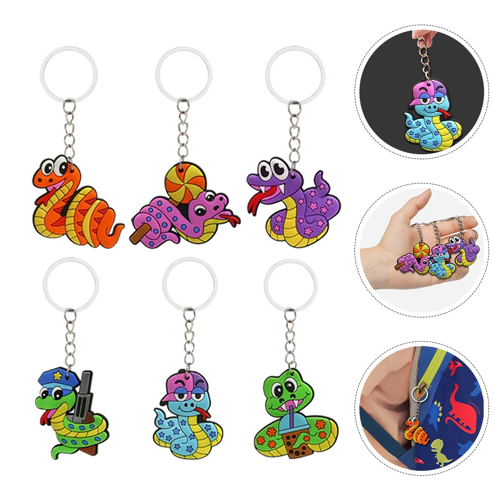 

18 Pcs Cartoon Snake Key Pendant Ring Animal Charms Birthday Party Favors Metal Child Keychain