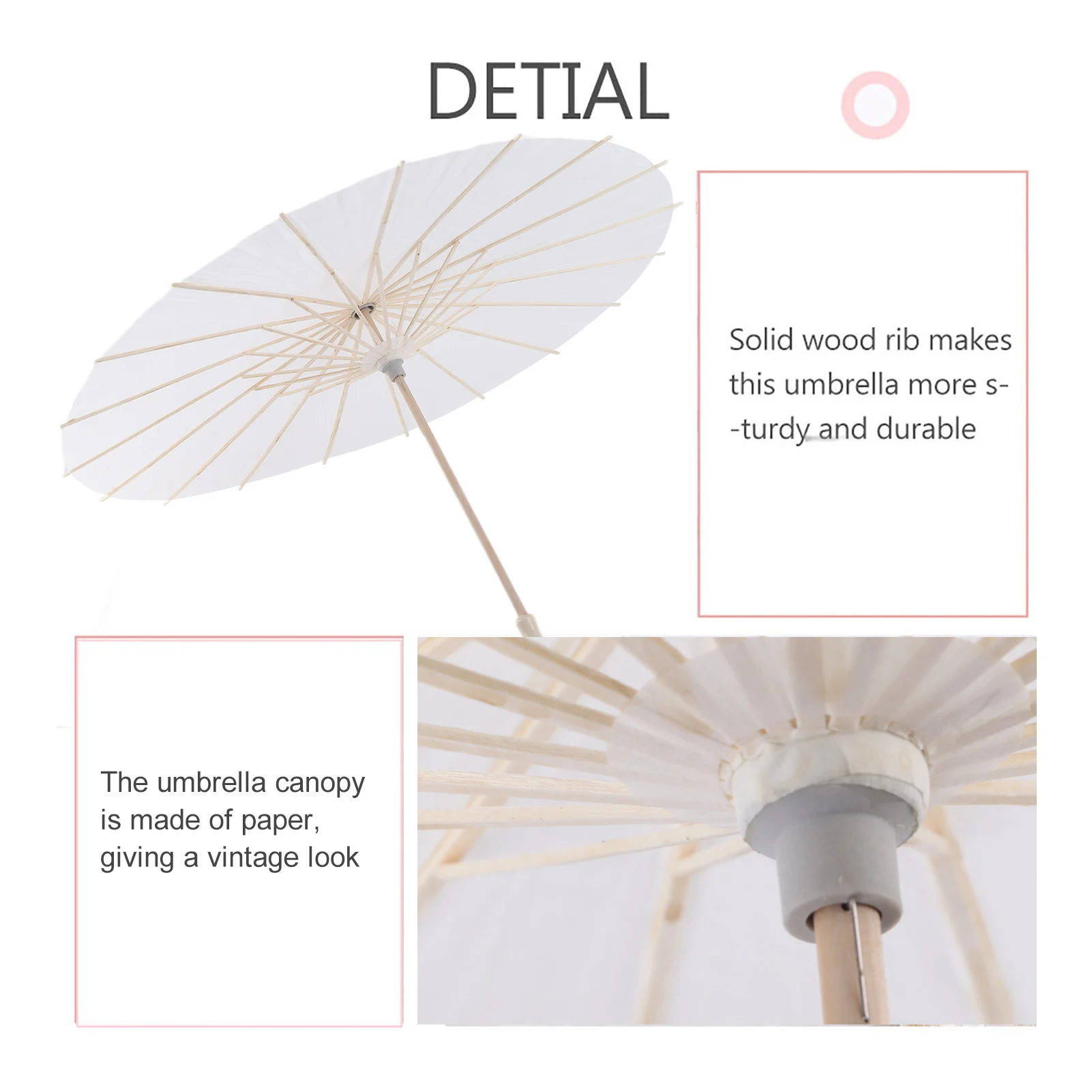 White Color Paper Decorative Umbrella Parasol School Decor Photo Prop (60cm)