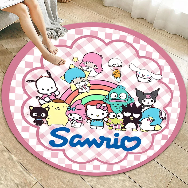 

Популярный и милый круглый ковер Sanrio, мультяшный котенок, игровой стул для регби, спальни, прикроватный напольный коврик Hello Kitty