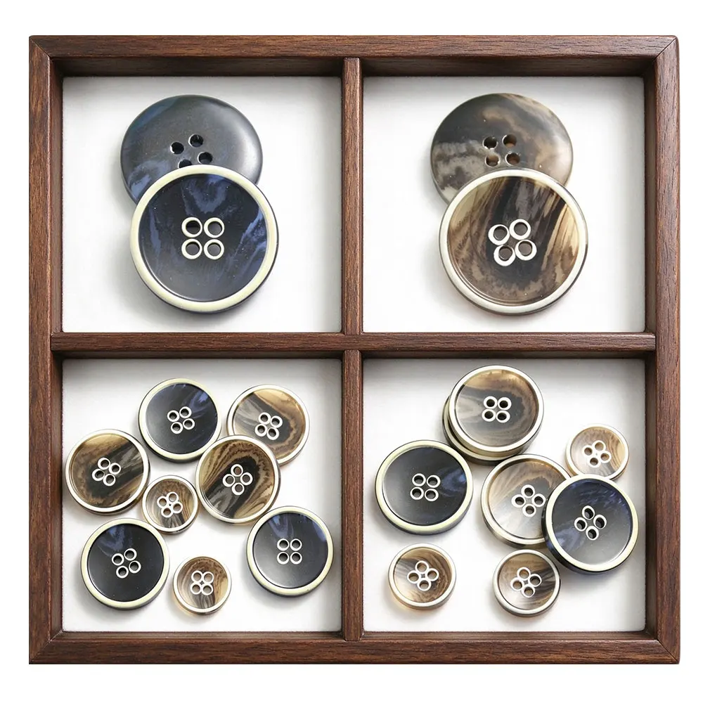 15/18/20/23/25mm 4 Hole Suit Resin Buttons for Clothes Handmade Resin Button Printing Four Eyes Coat Trench Coat Suit Buttons