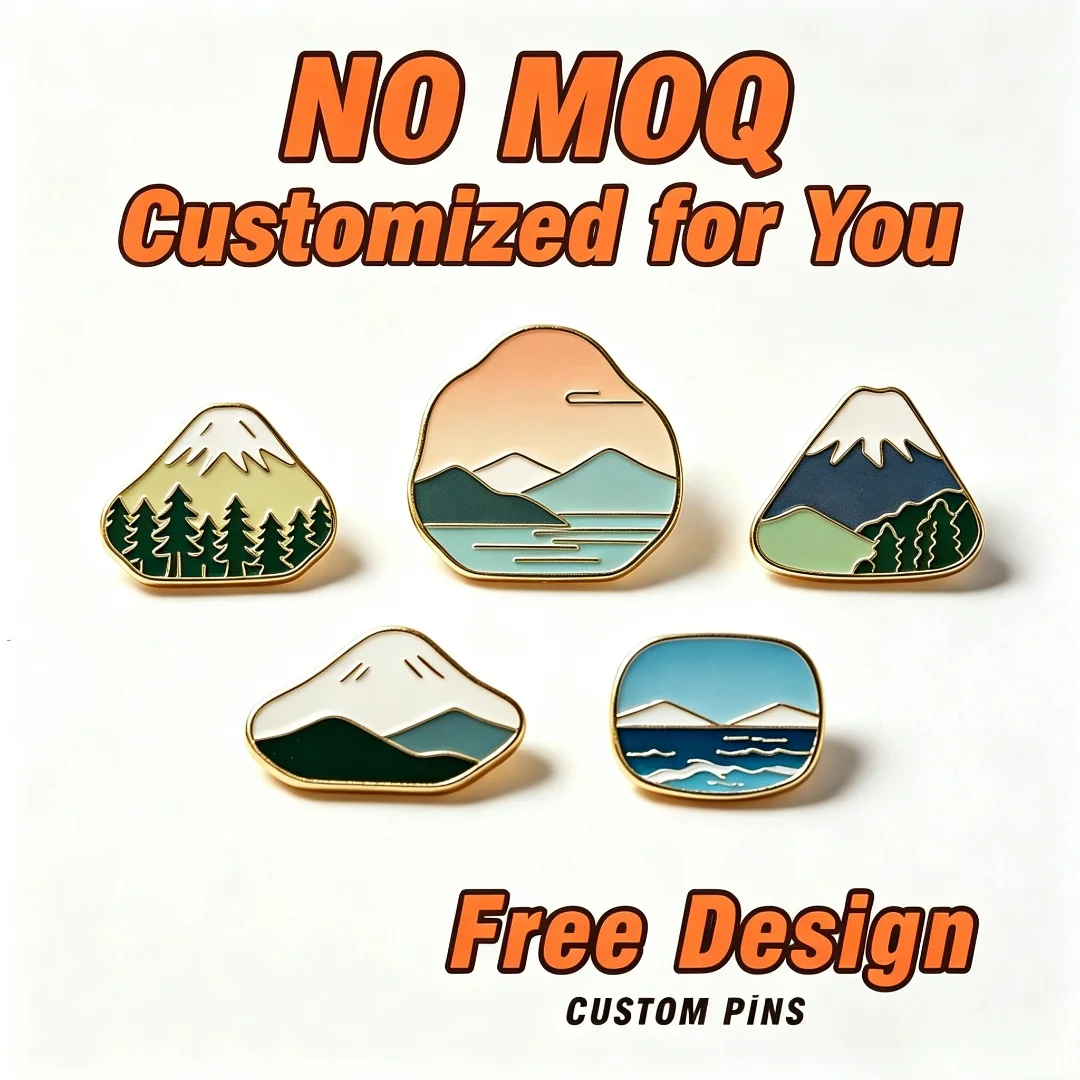 

Custom Mountain Enamel Pins Nature Landscape Lapel Badge Brooch, Simple Scenery Enamel Pin Gift