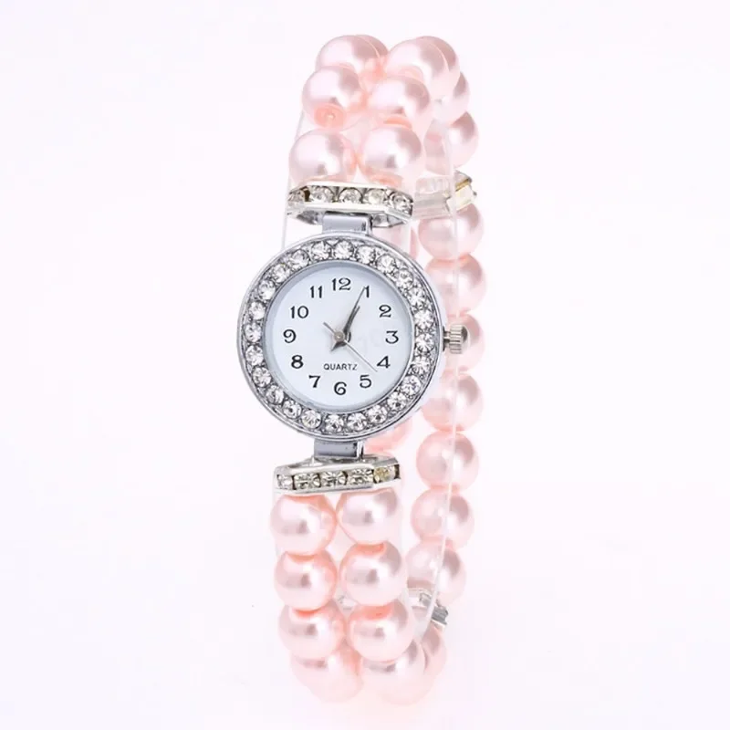 Women Pearl String Watch Strap Quartz Wrist Watch Fashionable Simple Style Quartz Wristwatch Reloj Mujer Montre Femme Relogio