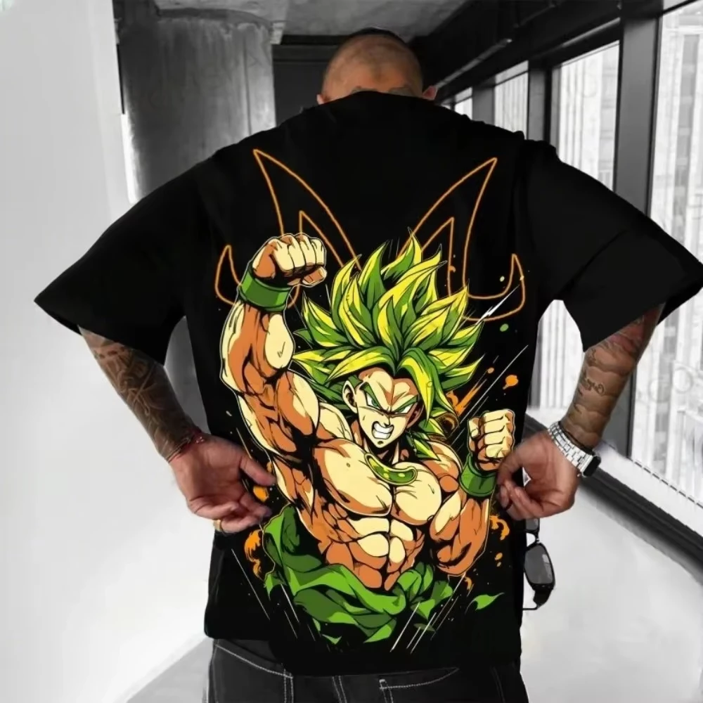 

Мужская и женская футболка в стиле аниме Dragon Ball, высококачественная хлопковая футболка с коротким рукавом, классическая стильная повседневная уличная одежда большого размера