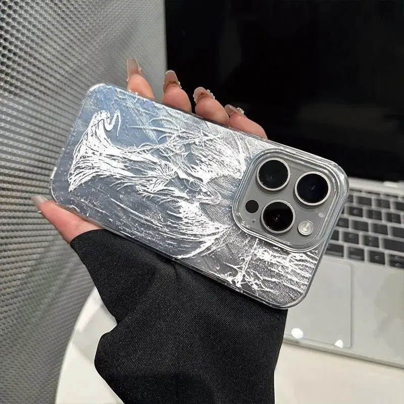 おしゃれなゴシックスタイルの彫刻入りスマホケース iPhone 17 16 15 14 13 12 11 Pro Max XR XS MAX 7 8 PLUS用 耐衝撃レーザーカバー