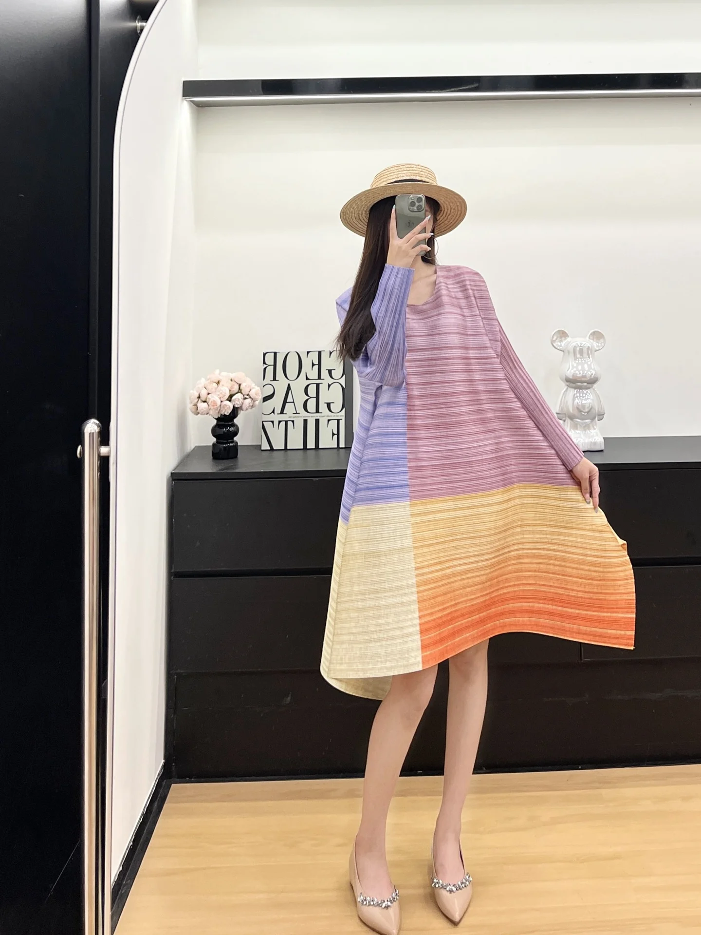 

Women Casual Dress 2025 Summer New Round Neck Wuxi Colour Blocking Design Loose Large Size Fashion Elegant Female Dresses