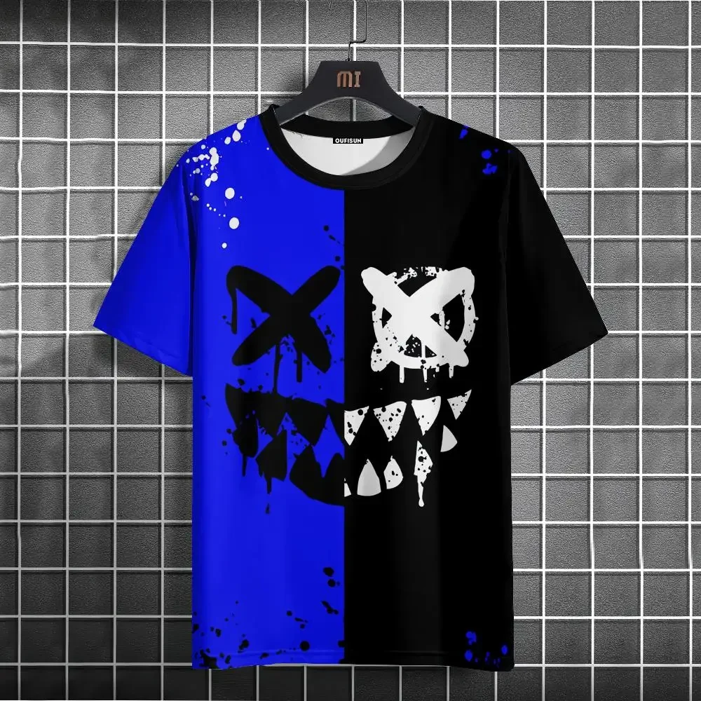 

Men's Large T-shirt, Casual Short Sleeved Shirt with Hip-hop Smiling Face 3D Printing, Fun, New Summer Clothing for 2024