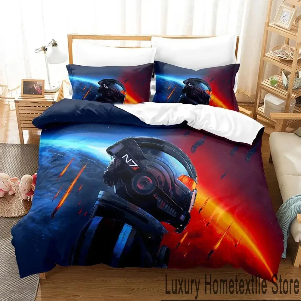 

3D Print Game Mass Effec Bedding Set Boys Girls Twin Queen King Size Duvet Cover Pillowcase Bed boys Adult Home Textileextile