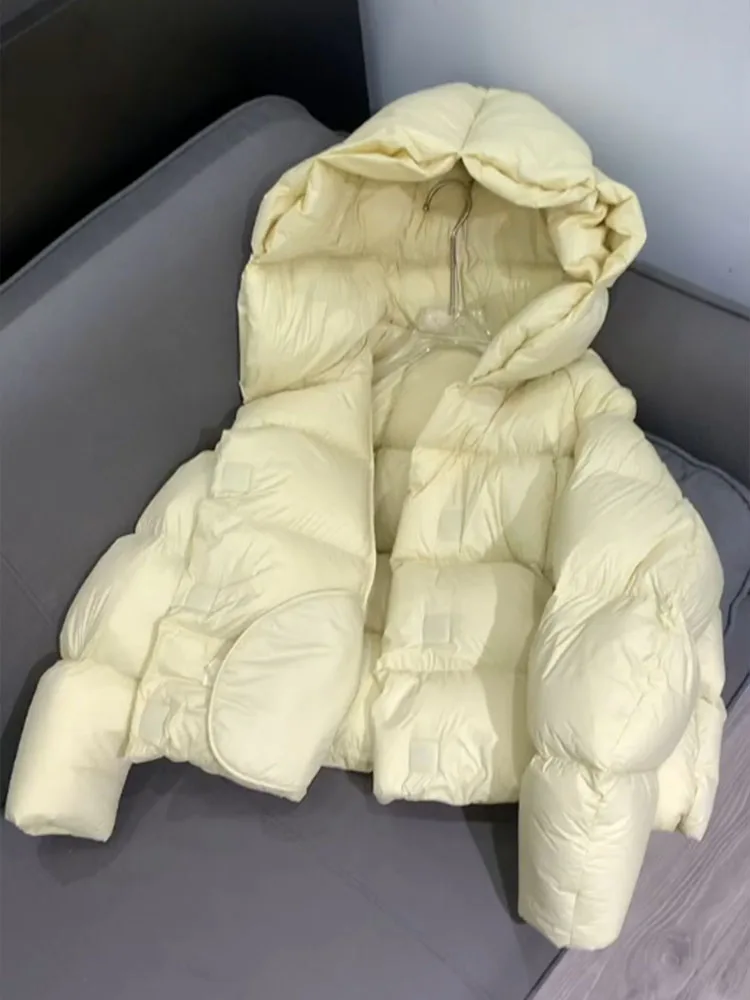 

Unique ort Puffer Jaet Women's Sle Korean Bread Coat Yellow Color Winter 2025 New Arrival Commute Faion Polyester Fiber