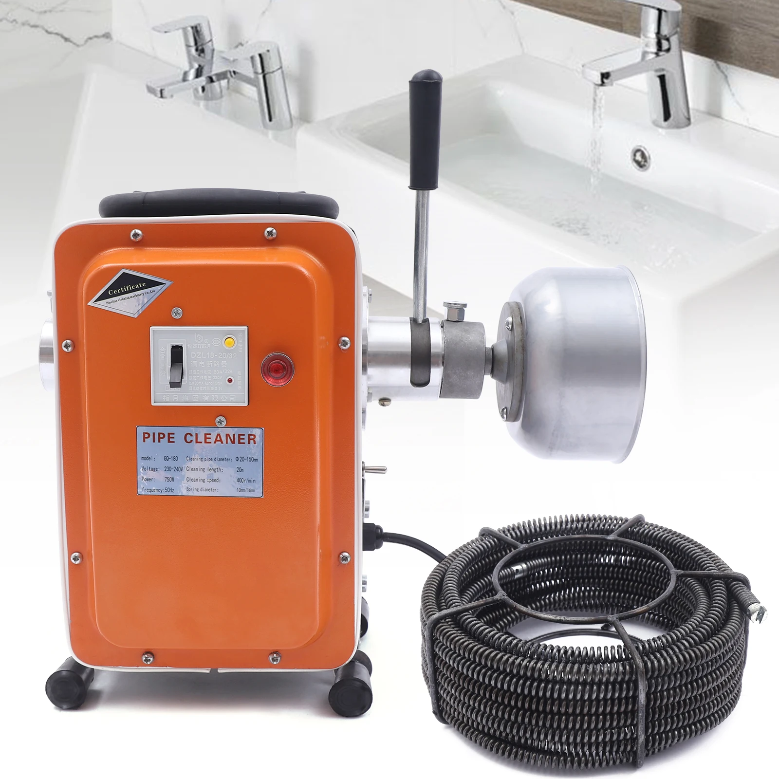 10mm to 16mm Pipe Cleaning Machine For Sewer Snake   Pipe Cleaning Device Drain Cleaner Dredger Machine Tool 750W