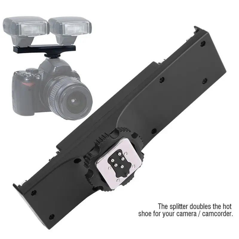 CABE-For SLR Camera Compatible Camcorder Hot Shoe Splitter Dual Cold Shoe Mount Adapter
