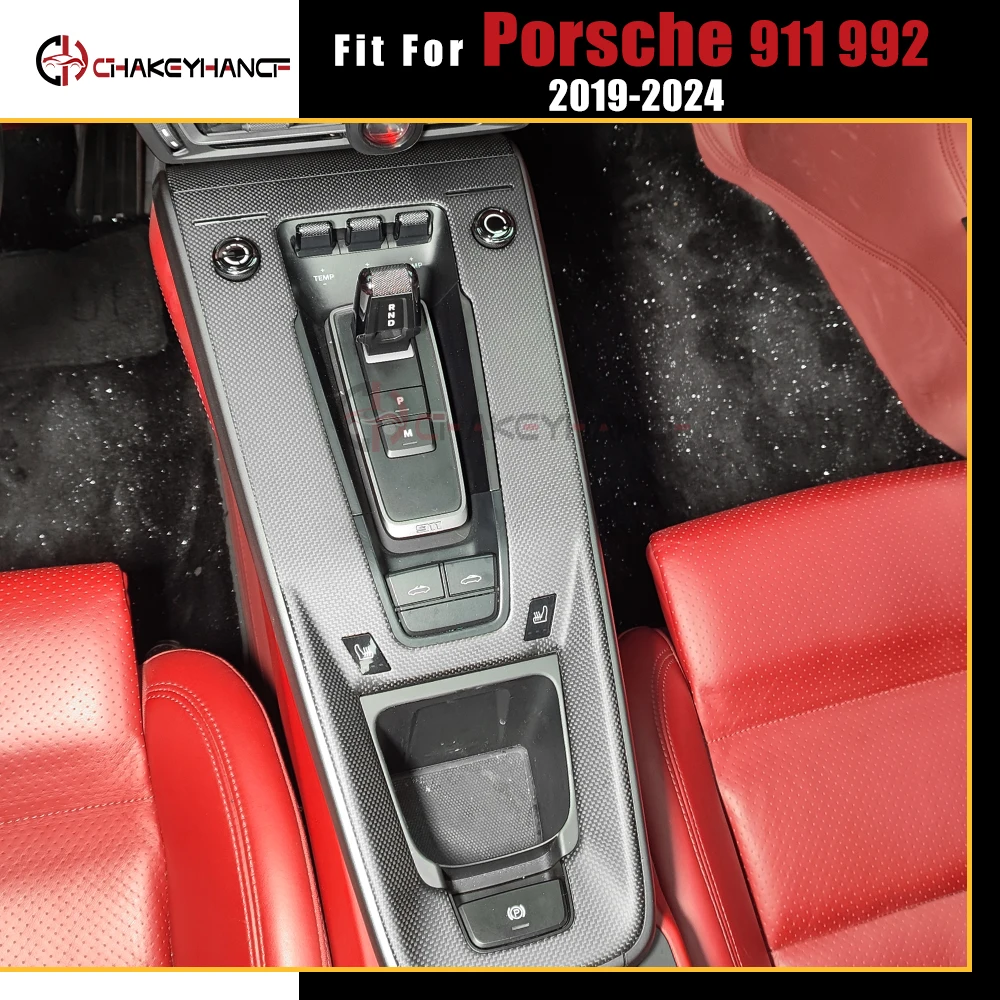 

Carbon Fiber Center Console Gear Shift Panel Cover Trim Interior Accessories for Porsche 911 992 Targa Carrera Turbo 2020-2024