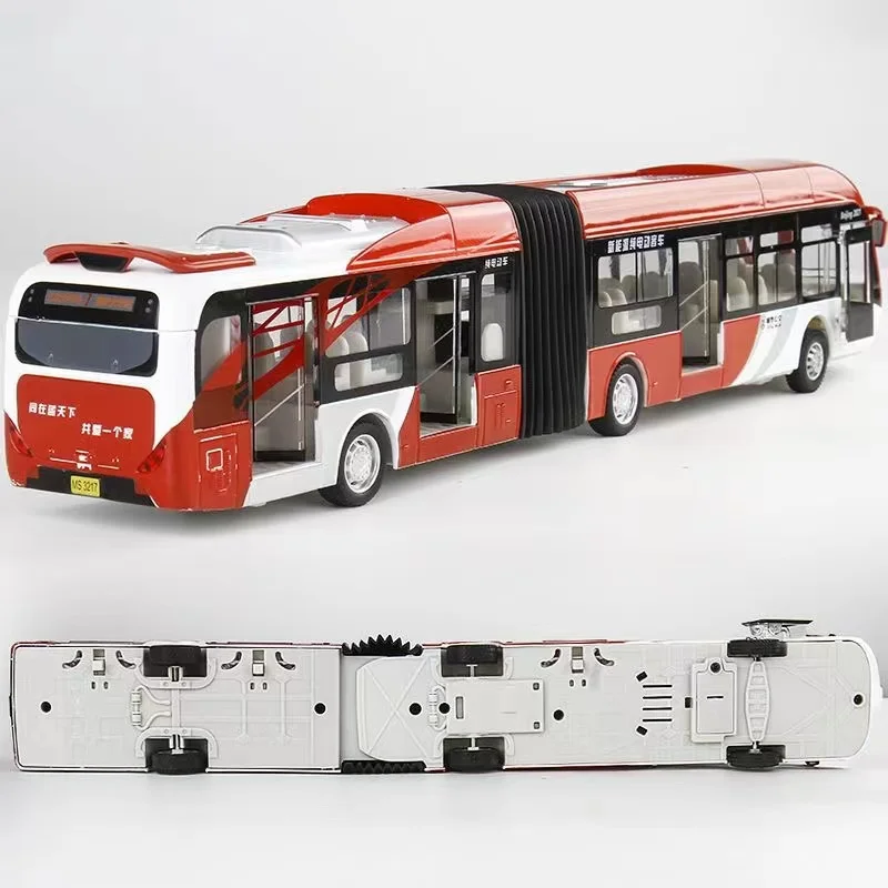 Large Size Electric Tourist Traffic Bus Alloy Passenger Car Sound Light Model Metal Double Section City Bus Model Kids Toy Gifts