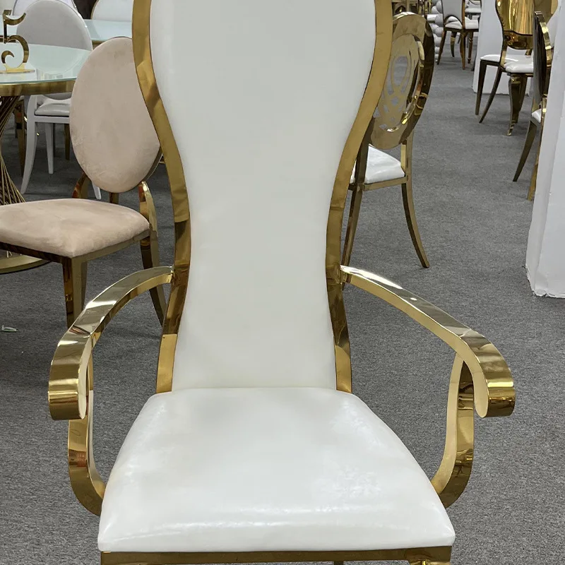 Hotel curved family backrest gold armrest high back chair