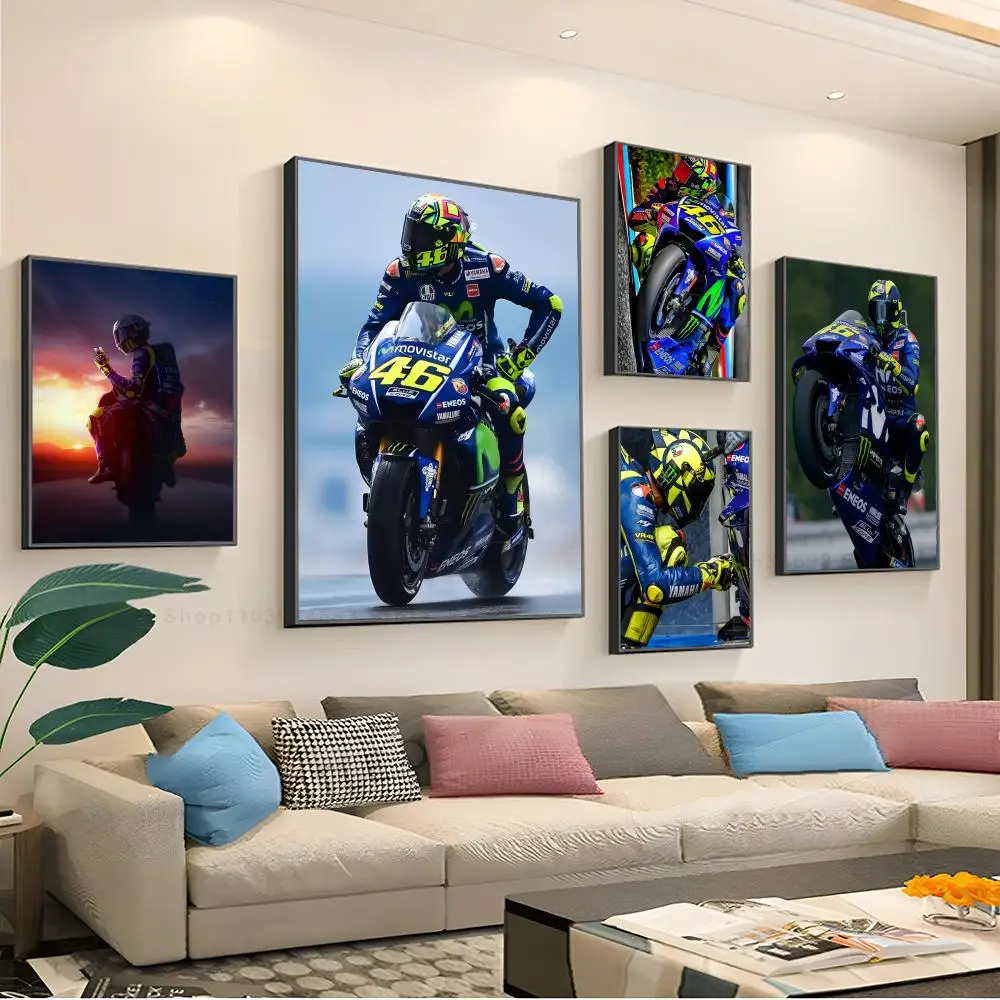 

Racer Valentino Rossies Poster Paper Print Home Living Room Bedroom Entrance Bar Restaurant Cafe W-Watercolor M-Motorcycle