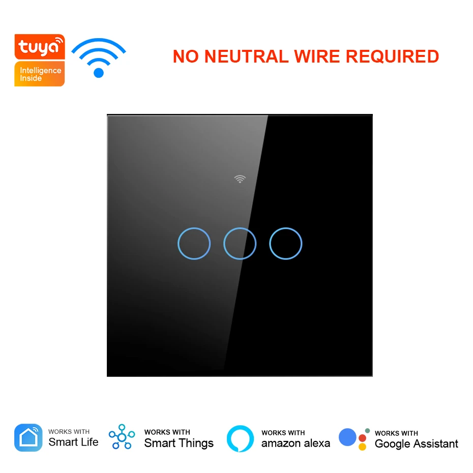 

Настенный сенсорный выключатель с поддержкой Wi-Fi, 1/2/3 клавиши