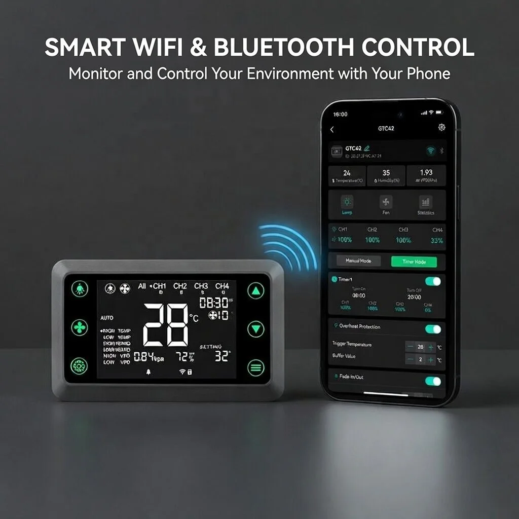Grow Tent Smart Controller Environmental Control System With 3-in-1 VPD & Temperature And Humidity Sensor