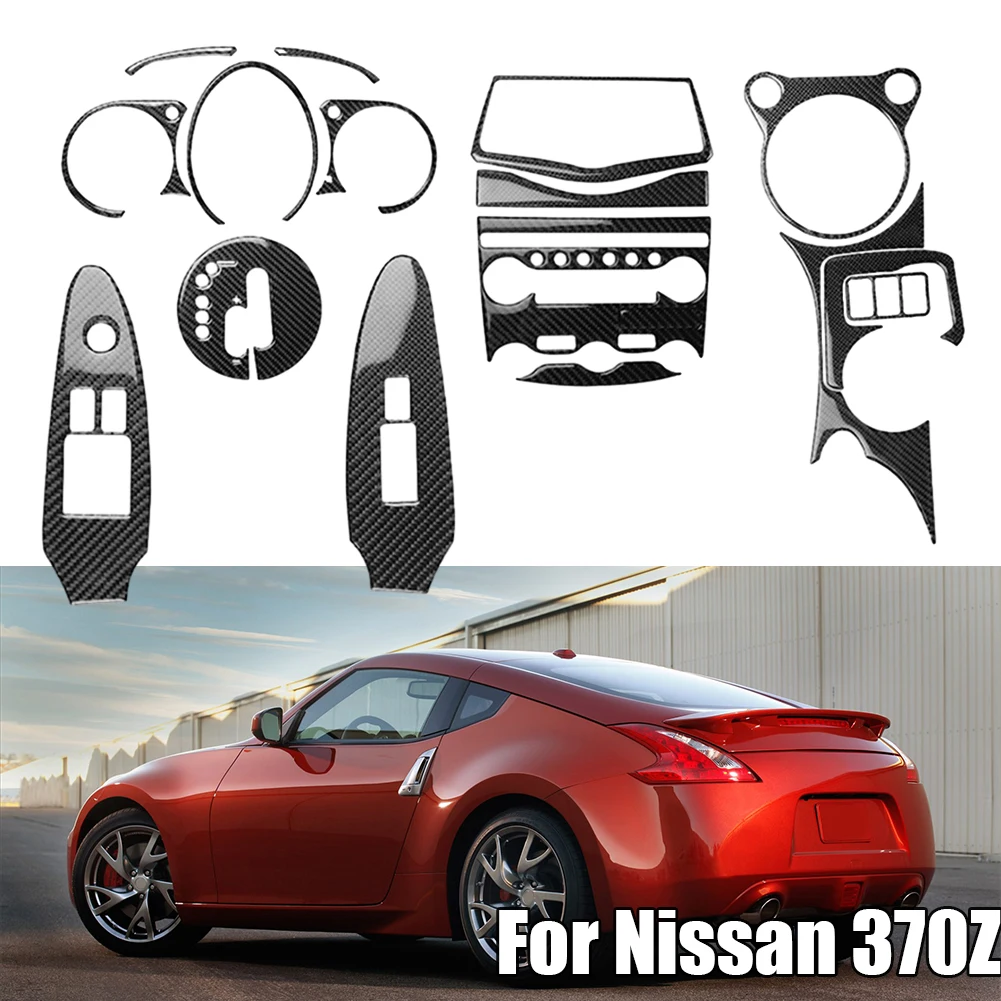 Add a Touch of Elegance to Your For Nissan 370Z 2009 2020 with this Carbon Fiber Interior Full Set Kit Cover Trim