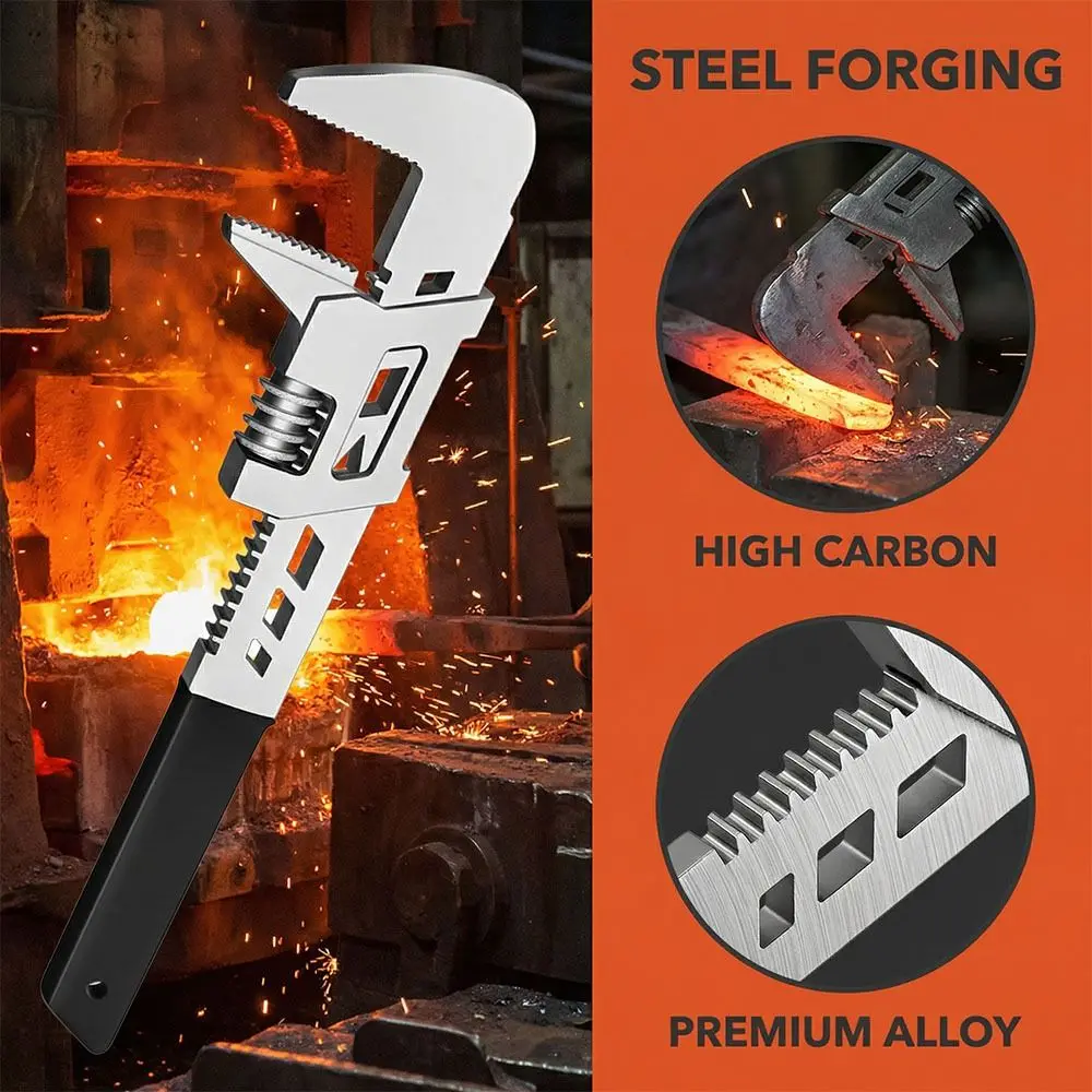 

Versatile F-Type Adjustable Wrench Large Open End Self Adjusting Right-angle Wrench Adjustable Flexible Bathroom Sink Wrench