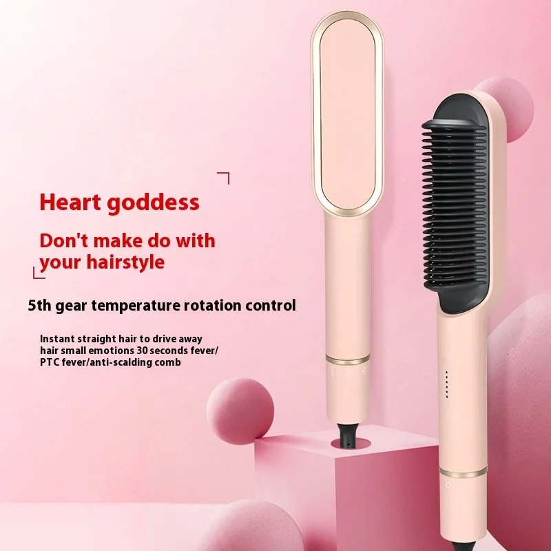 Dual-Purpose Electric Modeling Comb Gentle Hair Care Straightener Roll Nylon Ceramic USB Electric Hair for Straight Hair
