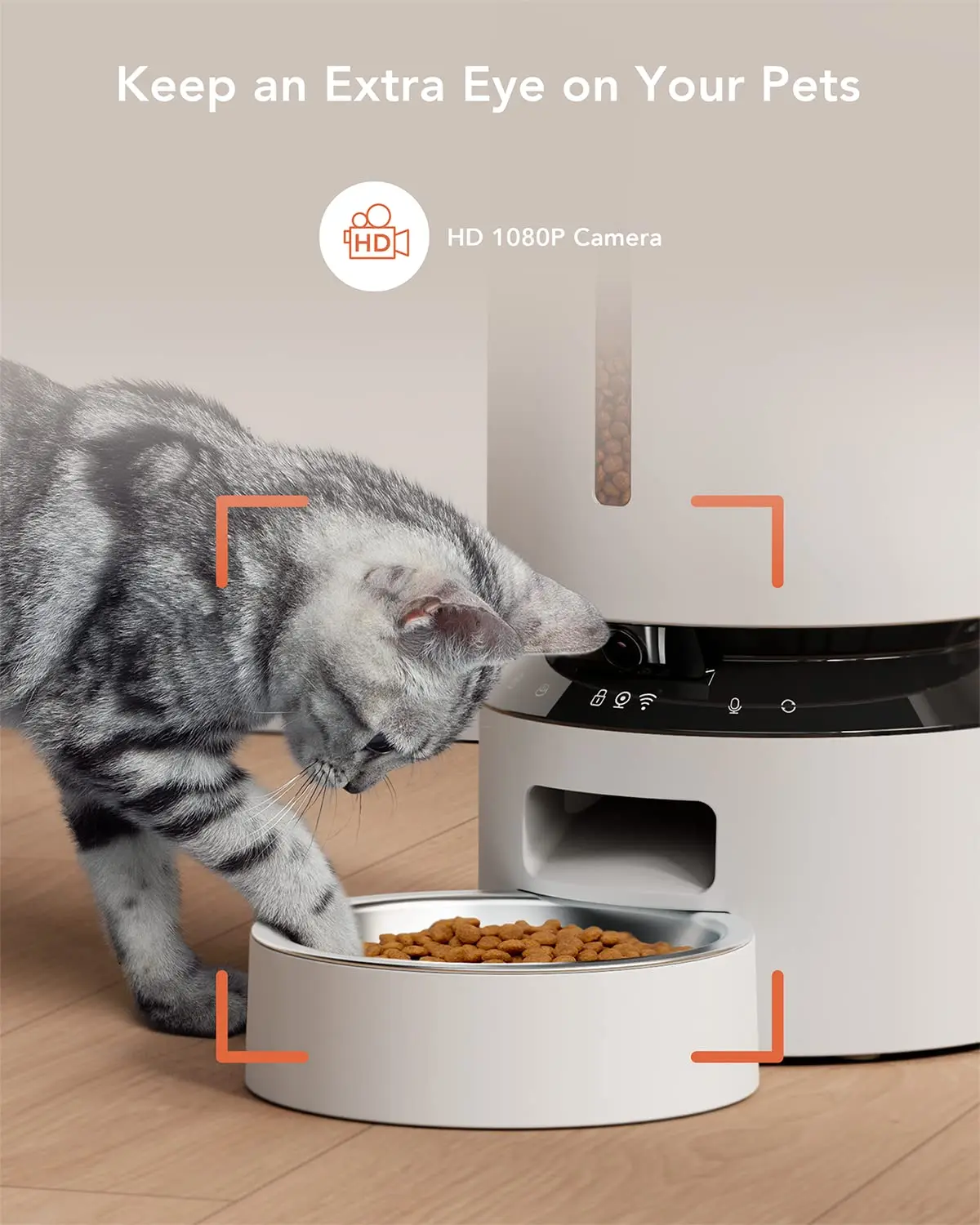 

OEM Auto Cat Feeder 1080P HD Video Night Vision 5G WiFi 2-Way Audio LCD Display Charge Low Food Blockage Sensor Motion Sound