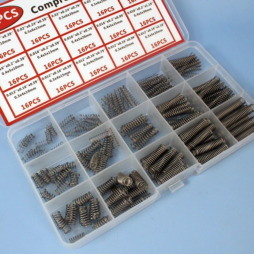 240-teiliges Sortiment an Druckfedern, 304 Edelstahl, 15 Größen, kleine Federn für mechanische Reparaturen und DIY-Projekte – Detail 6