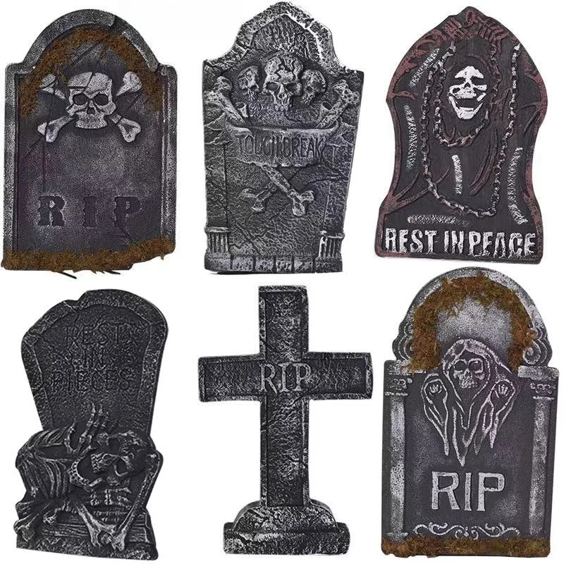 Halloween Outdoor Decoration Foam Tombstone Props Realistic Scary Scene Arrangement Haunted House Escape Room Accessories
