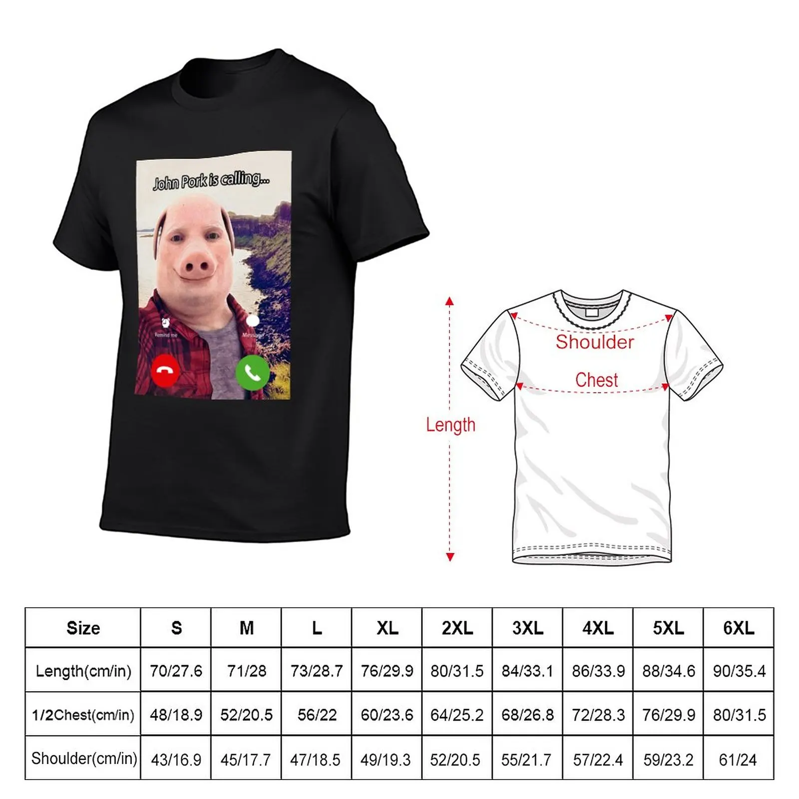 New John Pork Is Calling Funny Answer Call Phone T-Shirt Short sleeve new edition t shirt funny t shirt oversized t shirt men