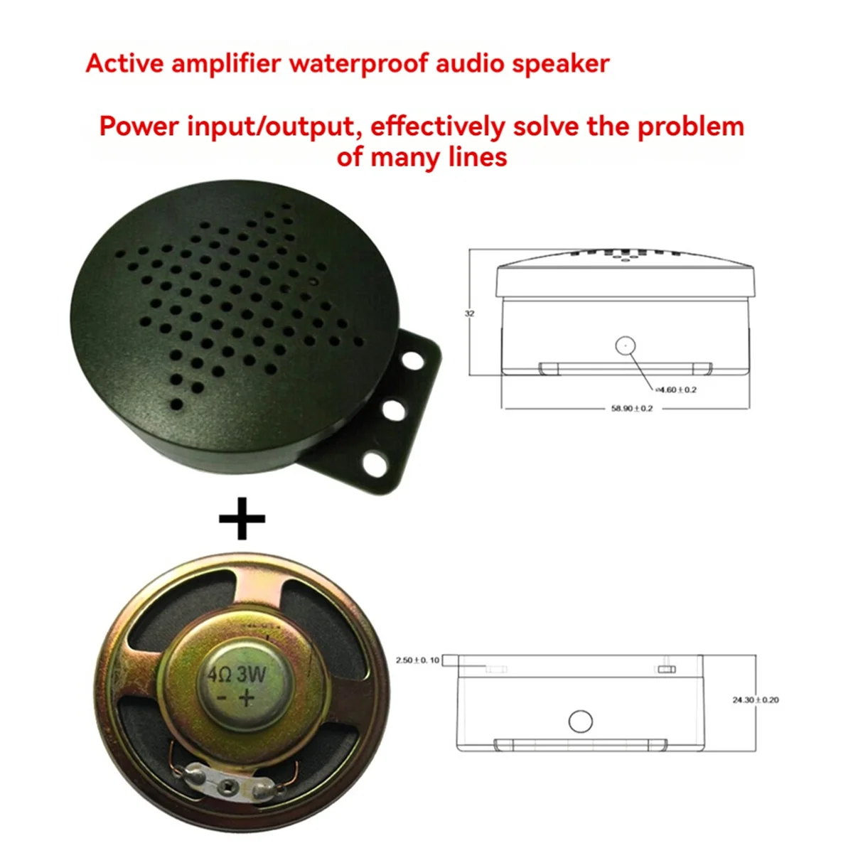 

Black Waterproof Mini Speaker Waterproof Mini Amplifier Microphone Speaker High Way Audio for OutdoorJAS